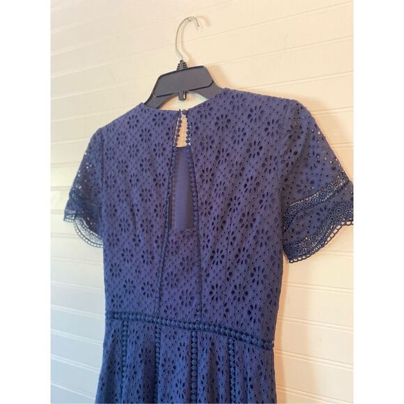 Cremieux Floral Embroidered Eyelet Cotton Navy Dress NWT Size 0 - Picture 5 of 8